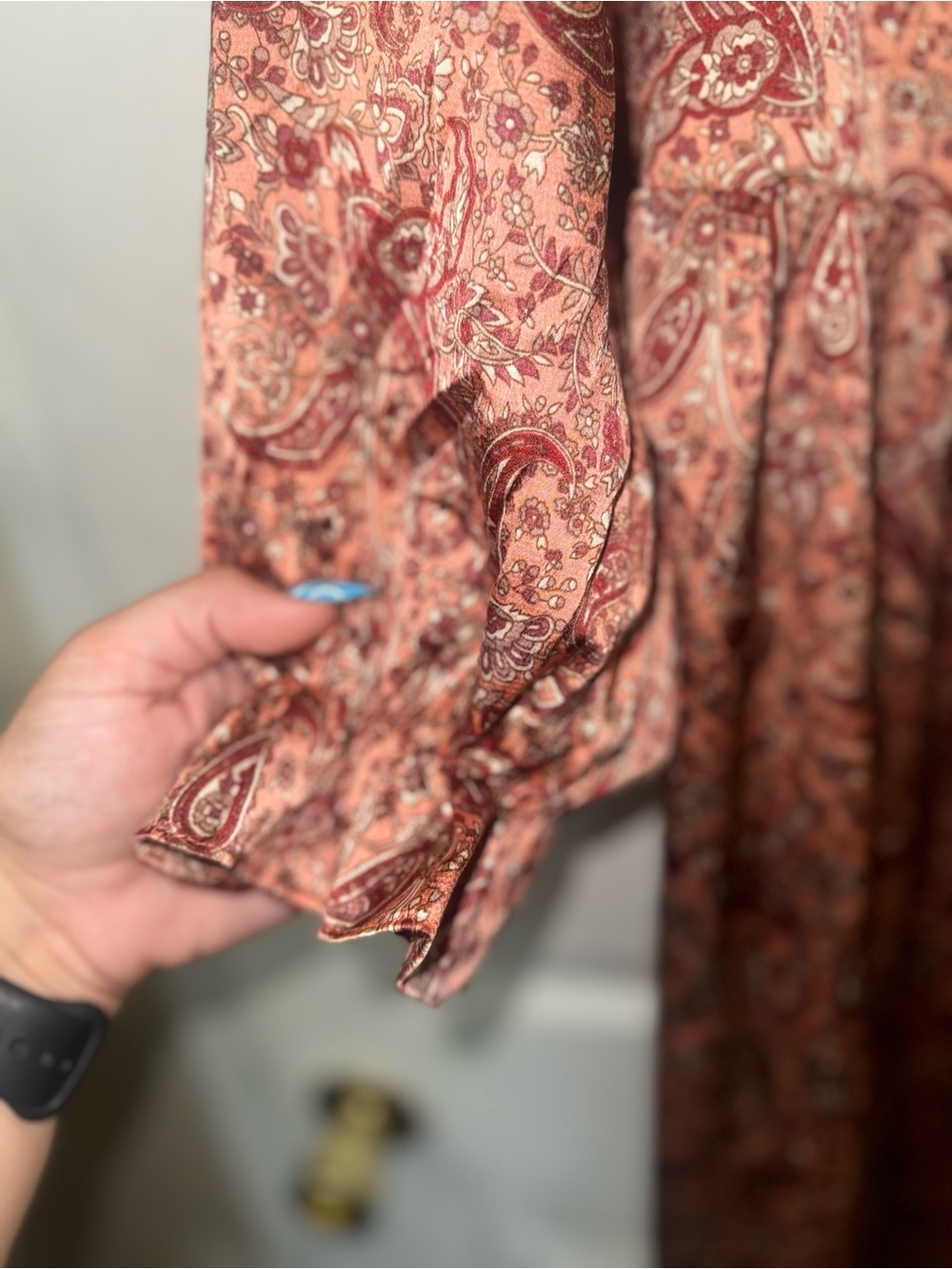 Paisley Maxi Dress in Rust and Burgundy by Pink Lily - Picture 4 of 8